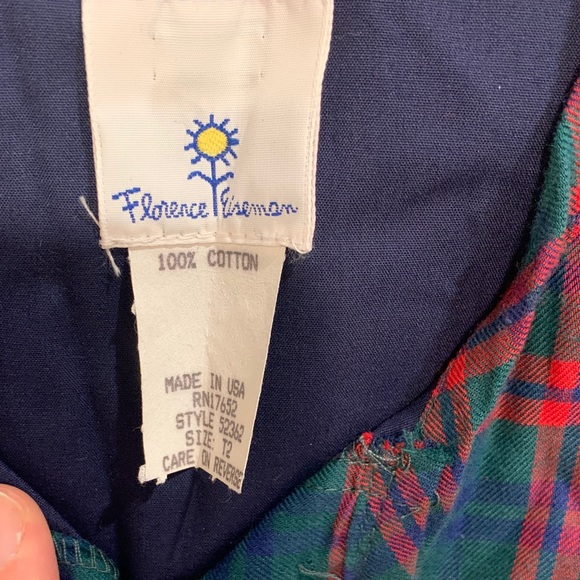 NWT VTG Florence Eiseman 100% Cotton Plaid Buttoned Down Dress with Lamb Pocket - Picture 2 of 11